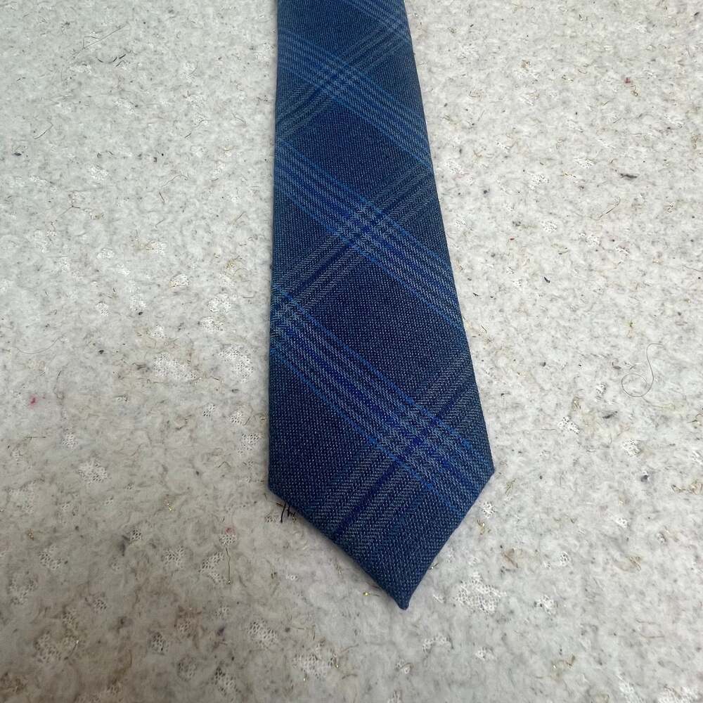 Mens Penguin by Munsingwear Neck Tie Viscose Blend Blue Plaid : - Picture 8 of 9